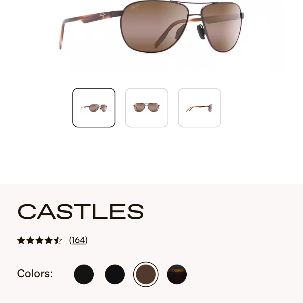 Maui Jim Castles Polarized Aviators (Authentic) Matte Chocolate